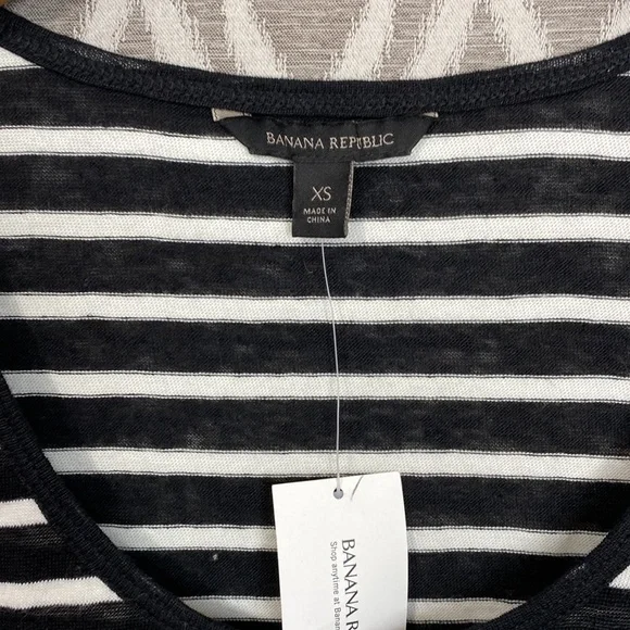 Banana Republic Sleeveless Linen Tunic Shirt Black & White Stripe Size: XS NWT - Picture 3 of 3